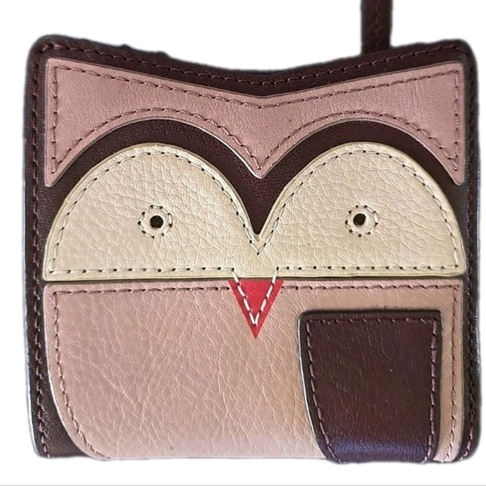 Fossil RFID mini bifold leather Pink Cream Brown Owl Appliqué Wallet - Picture 10 of 12